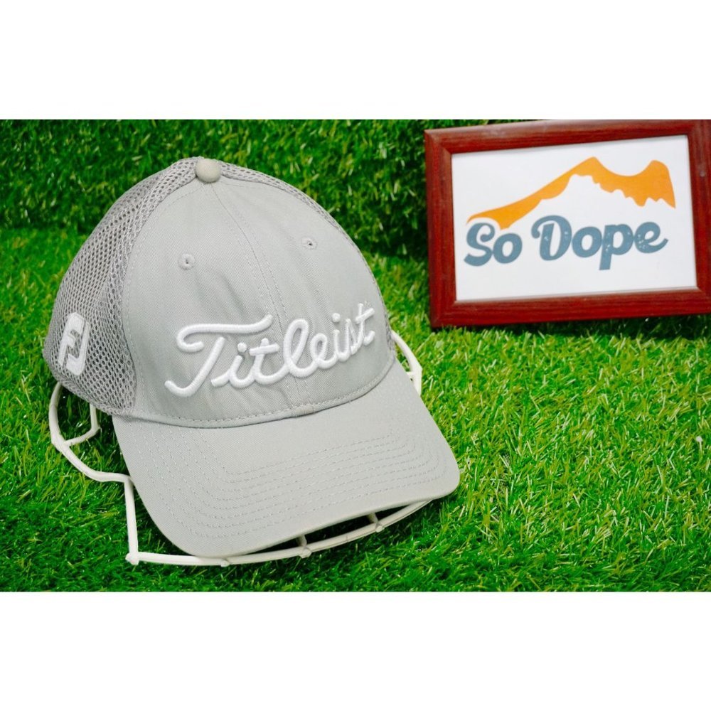 Titleist Pro V1 Grey FootJoy Mesh Strechfit Hat - L/XL
